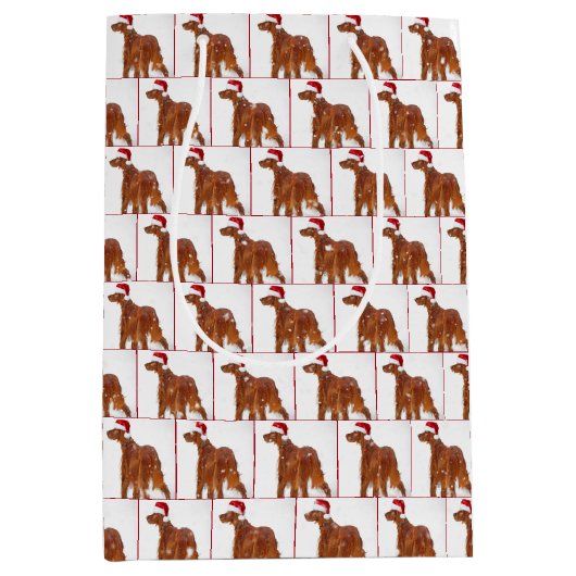 Kerstmis Ierse Setter in Sneeuwvlok Medium Cadeauzakje (Voorkant)
