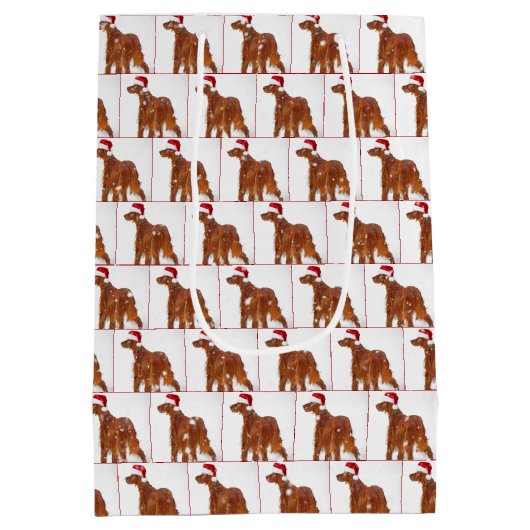 Kerstmis Ierse Setter in Sneeuwvlok Medium Cadeauzakje (Achterkant)