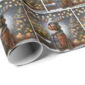 Kerstmis Ierse Setter in Sneeuwvlokken Cadeaupapier (Rol Hoek)