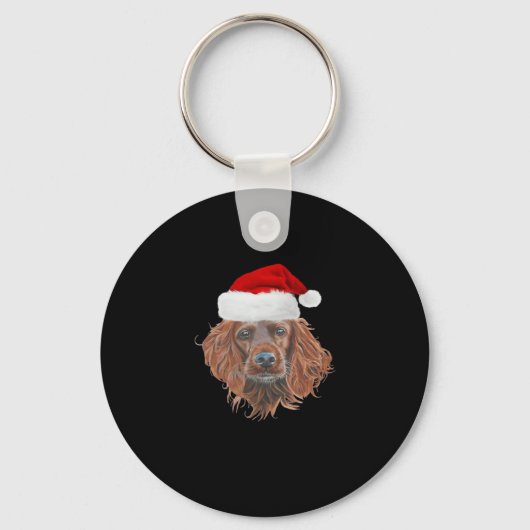 Kerstmis Ierse Setter Klassiek T-shirt Sleutelhanger (Voorkant)