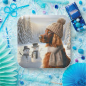 Kerstmis Ierse Setter Met Sneeuwmannen Papieren Bordje (Feest)