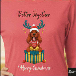 Kerstmis Ierse Setter Rode Rendier Cadeau Grafisch Tri-Blend Shirt