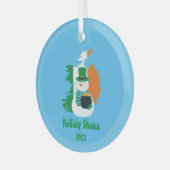 Kerstmis Ierse vlag sneeuwman Glas Ornament (Voorkant links)