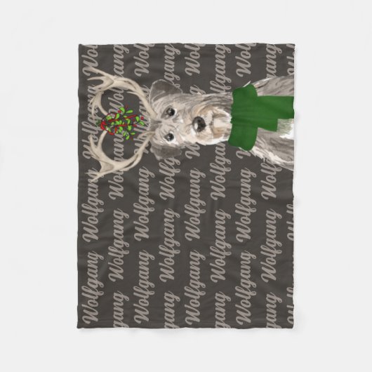 Kerstmis: Ierse Wolfhound met Dog's naam Fleece Deken (Voorkant)