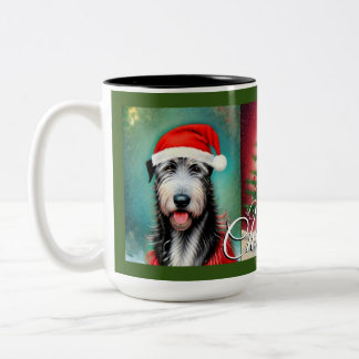 Kerstmis Ierse Wolfhounds en Boom Tweekleurige Koffiemok