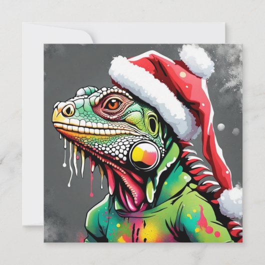 Kerstmis Iguana Feestdagenkaart (Voorkant)