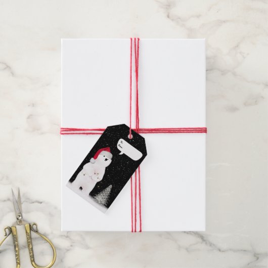 Kerstmis Ijsbeer In Sneeuwvlok Cadeaulabel (Met Touw)