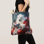 Kerstmis Ijsbeer lezend Tote Bag (Dichtbij)