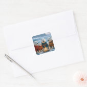 Kerstmis Ijsberen Rond een Vuur Vierkante Sticker (Envelop)