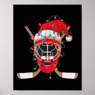 Kerstmis IJshockey Kerstman Kerstlichten Hockey Ma Poster