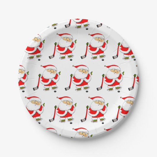 Kerstmis ijshockey papieren bordje (Voorkant)