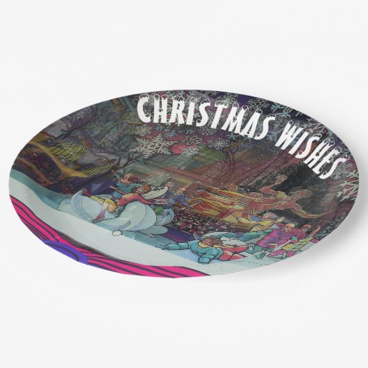 Kerstmis ijsschaatsers Winterthema Papieren Bordje (Gekanteld)