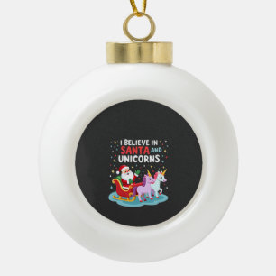 Kerstmis Ik Geloof In Sinterklaas En Eenhoorns Fun Keramische Bal Ornament