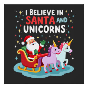 Kerstmis Ik Geloof In Sinterklaas En Eenhoorns Fun Perfect Poster