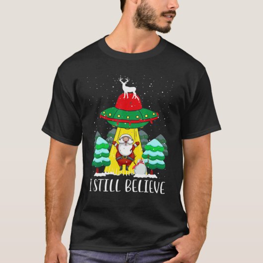 Kerstmis, ik geloof nog steeds dat Santa Claus UFO T-shirt (Voorkant)