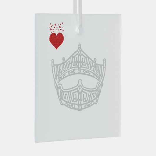 Kerstmis Ik Hart Pageant Kroon Glas Ornament (Voorkant Rechts)