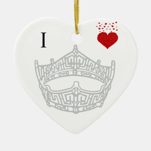 Kerstmis Ik Hart Pageant Kroon Keramisch Ornament (Voorkant)