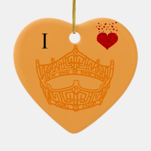 Kerstmis Ik Hart Paginaant Kroon Keramisch Ornament (Achterkant)