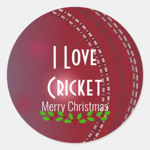 Kerstmis, "Ik hou van cricket" Ronde Sticker