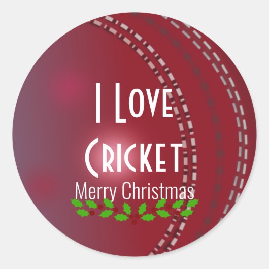 Kerstmis, "Ik hou van cricket" Ronde Sticker (Voorkant)