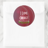 Kerstmis, "Ik hou van cricket" Ronde Sticker (Tas)