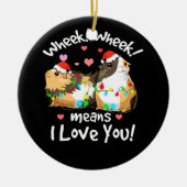 Kerstmis Ik hou van Guinee-Bisschoppen Cavy Keramisch Ornament (Voorkant)