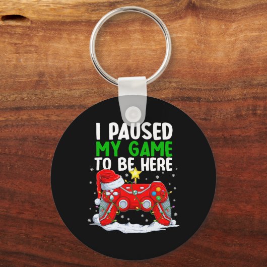Kerstmis Ik pauzeerde mijn spel om hier leuke game Sleutelhanger (Voorkant)
