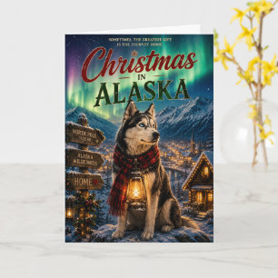 Kerstmis in Alaska Husky Winterdorp Noordelijke Kaart