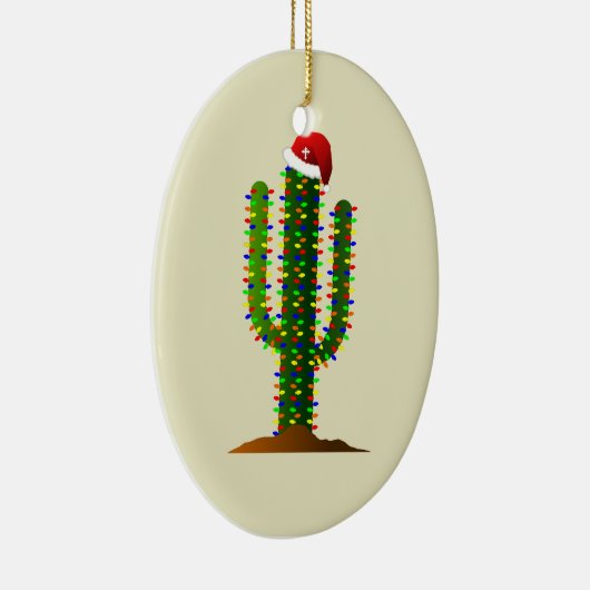 Kerstmis in Arizona Saguaro Cactus Lights Keramisch Ornament (Rechts)