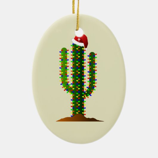 Kerstmis in Arizona Saguaro Cactus Lights Keramisch Ornament (Achterkant)