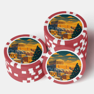 Kerstmis in Athene Poker Chips – Feestelijke Griek