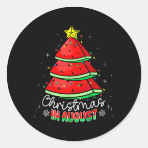 Kerstmis in augustus Funny Watermelon Xmas boom Ronde Sticker