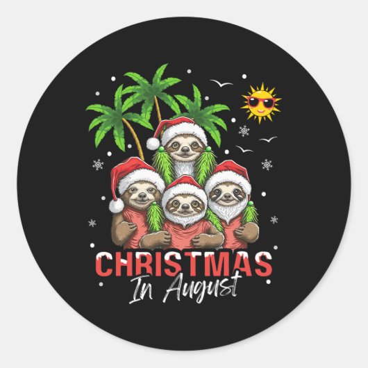 Kerstmis in augustus.png ronde sticker (Voorkant)