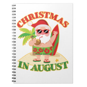 Kerstmis in augustus Santa Beach Surfboard Notitieboek