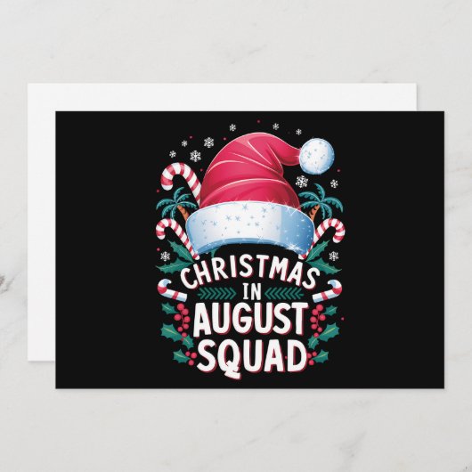 Kerstmis in augustus squad grappige zomer kerstmis feestdagenkaart (Voorkant / Achterkant)