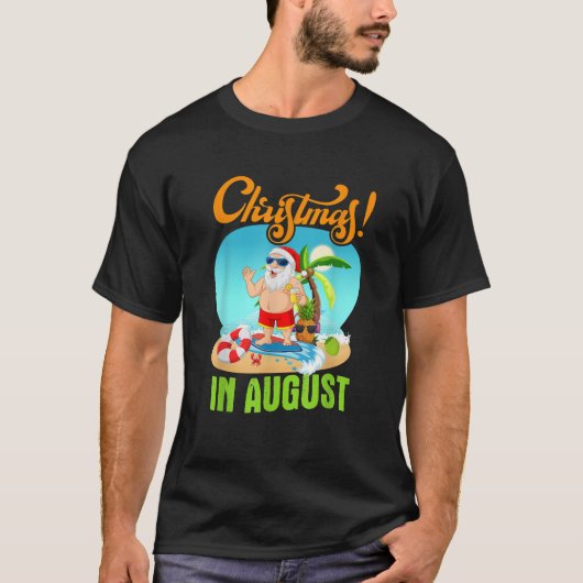 Kerstmis in augustus Xmas Grappig Santa Summer Bea T-shirt (Voorkant)