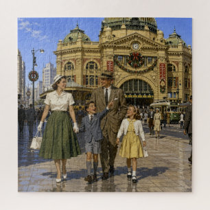Kerstmis in Australië in de jaren 50 Flinders Stre Legpuzzel