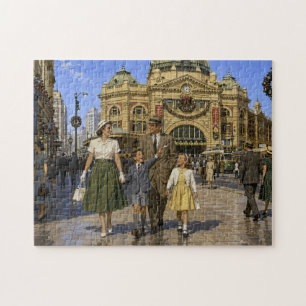 Kerstmis in Australië in de jaren 50 Flinders Stre Legpuzzel