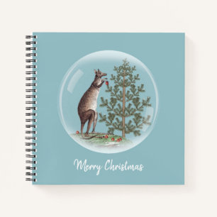 Kerstmis in Australië met sneeuw en een kangoeroe Notitieboek