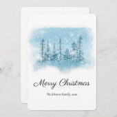 Kerstmis in besneeuwde winter (rond) feestdagenkaart (Voorkant / Achterkant)