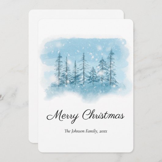 Kerstmis in besneeuwde winter (rond) feestdagenkaart (Voorkant / Achterkant)