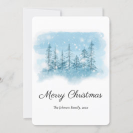 Kerstmis in besneeuwde winter (rond) feestdagenkaart