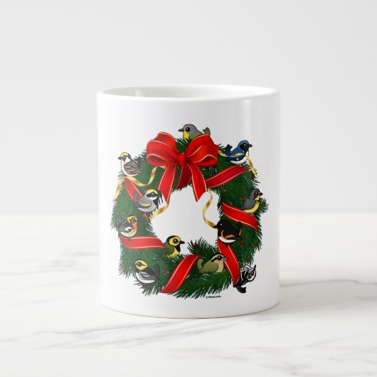 Kerstmis in Birdorable Warblers Grote Koffiekop (Voorkant)