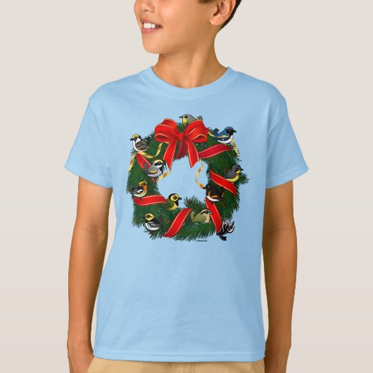 Kerstmis in Birdorable Warblers T-shirt (Voorkant)