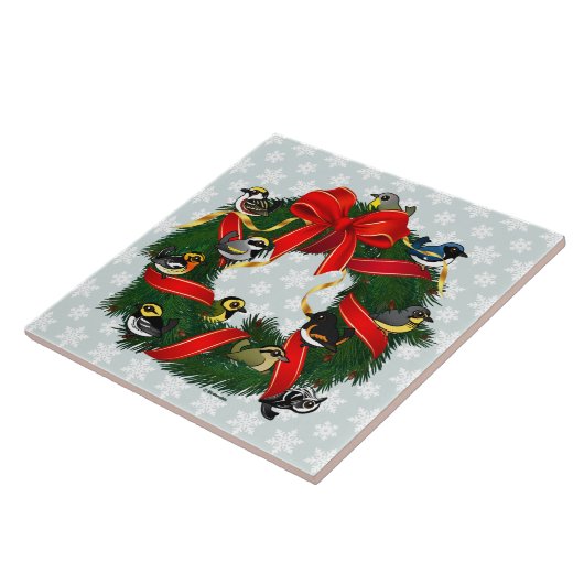 Kerstmis in Birdorable Warblers Tegeltje (Zijkant)