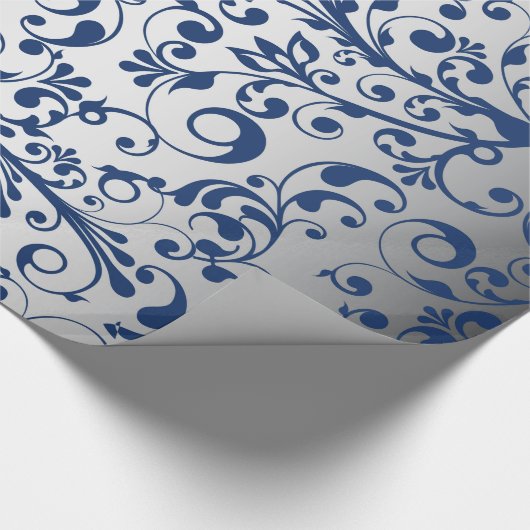 Kerstmis in blauw en zilver cadeaupapier (Hoek)