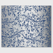 Kerstmis in blauw en zilver cadeaupapier (Vlak)