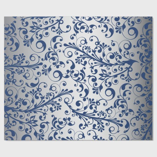 Kerstmis in blauw en zilver cadeaupapier (Vlak)