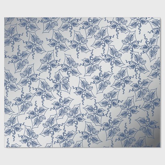 Kerstmis in blauw en zilver cadeaupapier (Vlak)