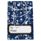 Kerstmis in blauw en zilver medium cadeauzakje (Voorkant)